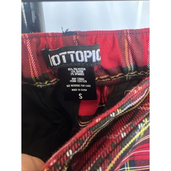 Hot Topic Size Small Plaid Split Straight Trouser Pant Red Black Grunge Punk - Picture 4 of 8